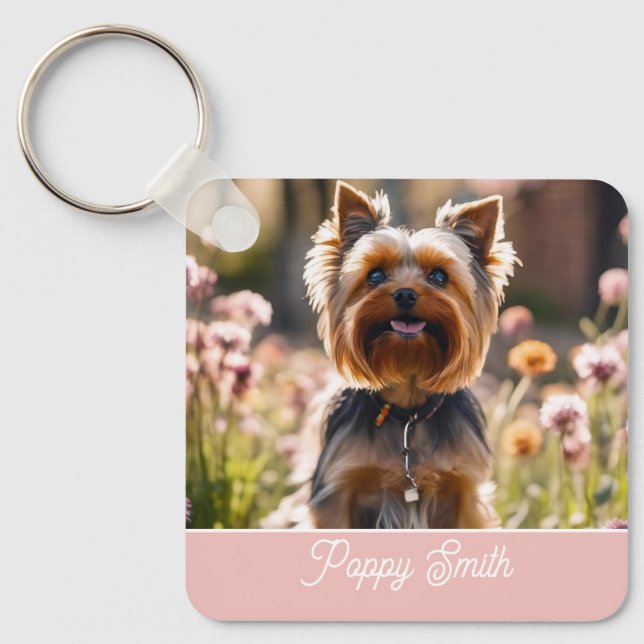 Niedlich Ihr Hund Foto Blush Name Schlüsselanhänger (Vorderseite)