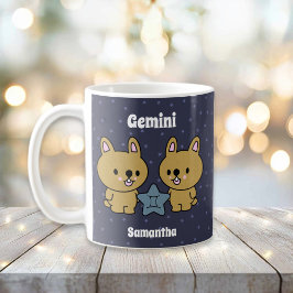 Niedlich Illustrierte Gemini Zodiac Personalisiert Kaffeetasse