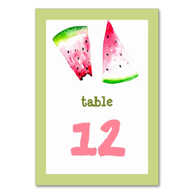 niedlich in einer Melone Wassermelone Tischnummer (Vorderseite)