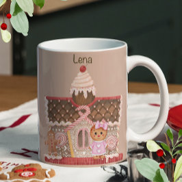 Niedlich in Pink Gingerbread Girl and Candy House Kaffeetasse