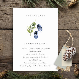 Niedlich Ink Blue Shoes Foliage Boy Baby Dusche la Dankeskarte