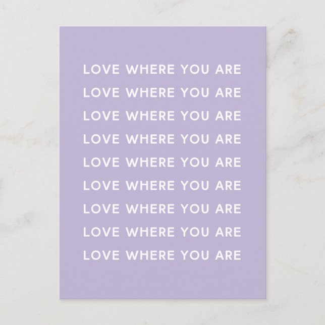 Niedlich inspirierende Worttypografie Lilac Postkarte (Vorderseite)