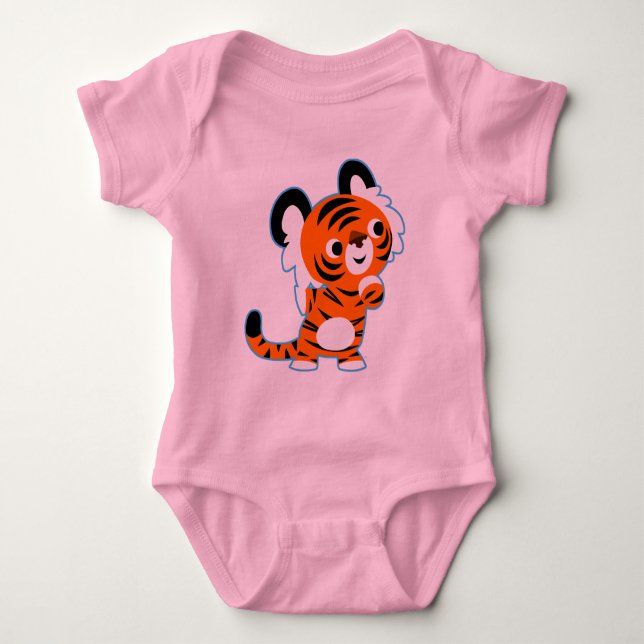 Niedlich interessierter Cartoon Tiger Baby Bekleid Baby Strampler (Vorderseite)