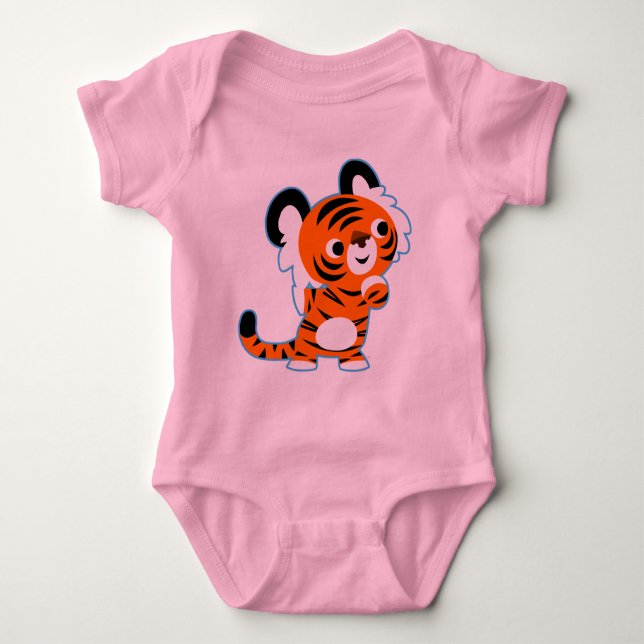 Niedlich interessierter Cartoon Tiger Baby Bekleid Strampler (Vorderseite)