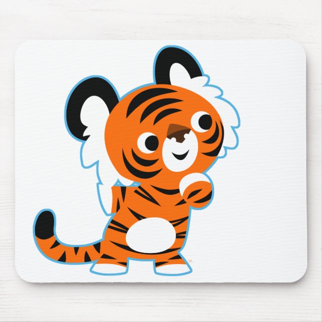 Niedlich interessierter Cartoon Tiger Mousepad (Vorne)