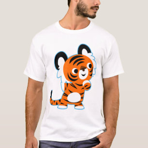 Niedlich interessierter Cartoon Tiger T - Shirt