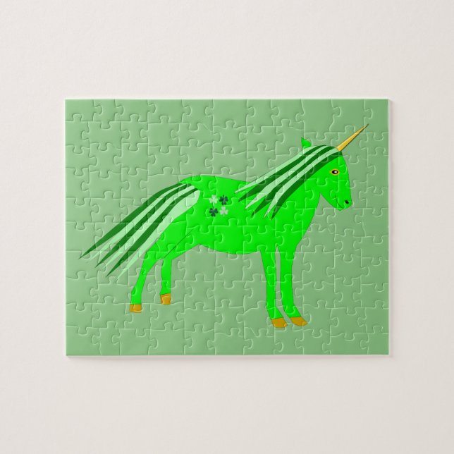 Niedlich Irish Green und Gold Unicorn (Horizontal)