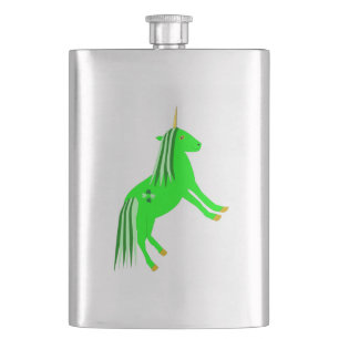 Niedlich Irish Green und Gold Unicorn Flachmann