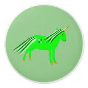 Niedlich Irish Green und Gold Unicorn Keramikknauf