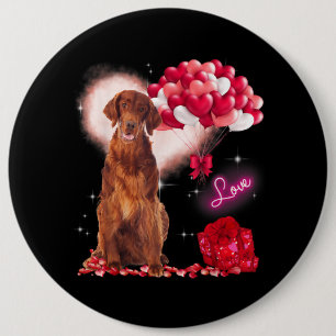 Niedlich Irish Setter Balloon Valentinstag Val Button
