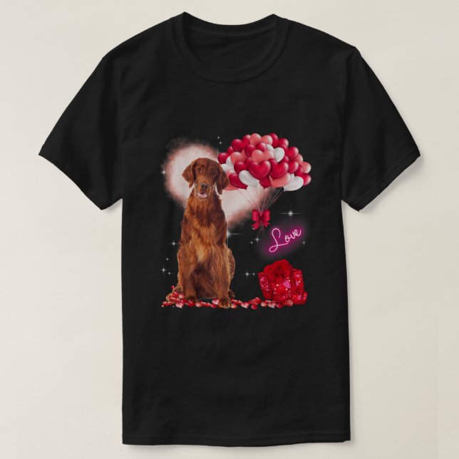 Niedlich Irish Setter Balloon Valentinstag Val T-Shirt (Design vorne)