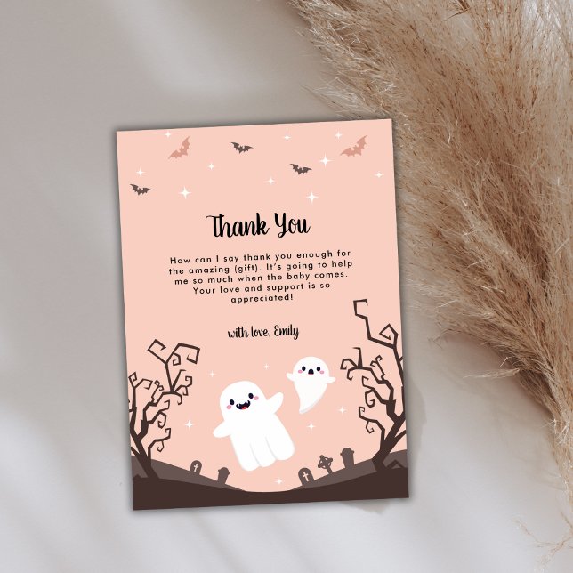 Niedlich ist ein kleiner Boo fast passend Babydusc Dankeskarte (Cute A Little Boo Is Almost Due Baby Shower Thank You Card)