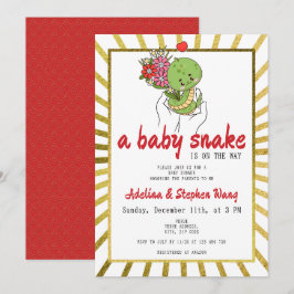 Niedlich ist eine Babynake unterwegs mit der Gold Einladung
