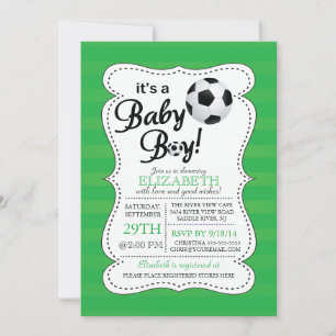 Niedlich ist es eine Baby Boy Soccer Babydusche Einladung