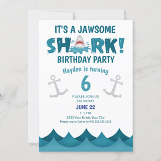 Niedlich ist es eine Jawsome Shark Birthday Party Einladung