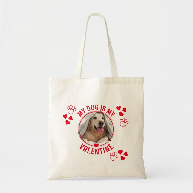 Niedlich IST MEIN HUND MEIN VALENTINISCHES Foto Tragetasche (Vorne)