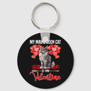 Niedlich ist meine Hauptcoon-Katze meine Valentini Schlüsselanhänger