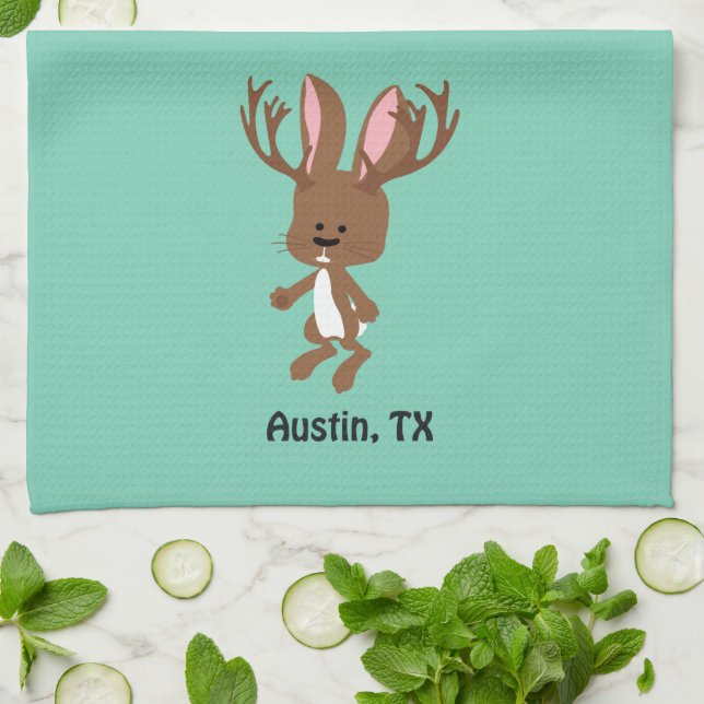 Niedlich Jackalope - Austin, Texas Handtuch (Gefaltet)