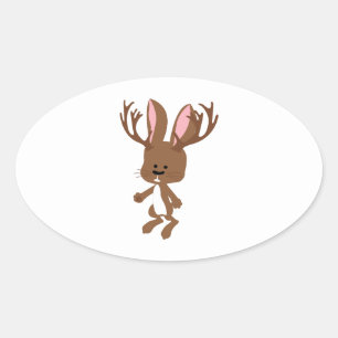 Niedlich Jackalope Ovaler Aufkleber