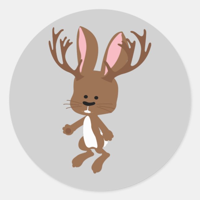 Niedlich Jackalope Runder Aufkleber (Vorderseite)