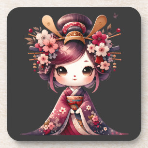 Niedlich Japanisch Geisha Getränkeuntersetzer