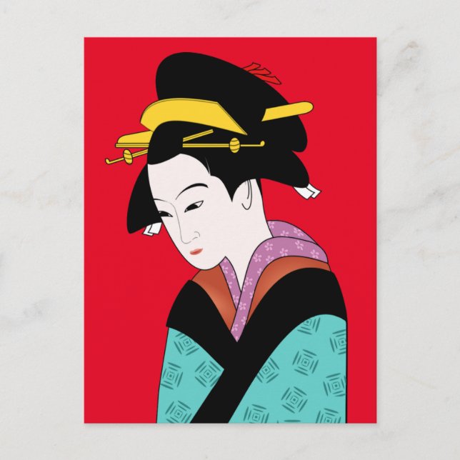 Niedlich Japanisch Geisha Postkarte (Vorderseite)