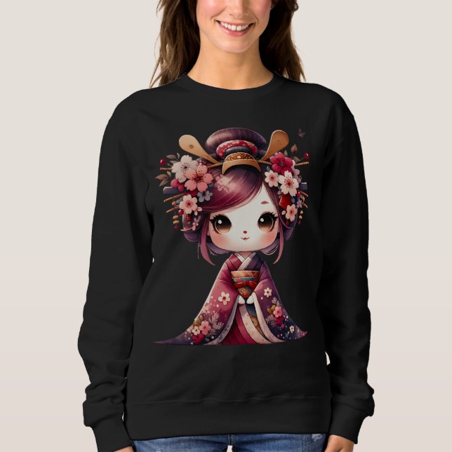 Niedlich Japanisch Geisha Sweatshirt (Vorderseite)