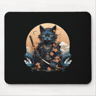 Niedlich Japanisch Samurai Cat Shirt Tattoo 2023 K Mousepad