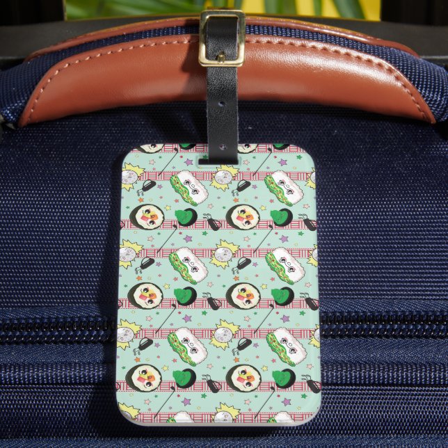Niedlich Japanisch Sushi Lover Golfing Pattern Gepäckanhänger (Vorderseite Insitu 2)