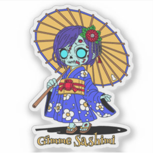 Niedlich Japanisch Zombie Aufkleber