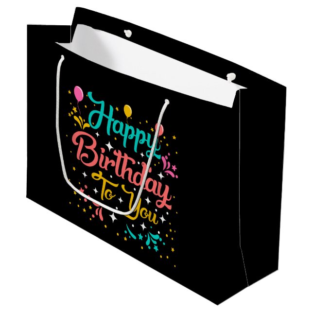niedlich jeder Person Happy Birthday Party Große Geschenktüte (Vorderseite Schrägansicht)