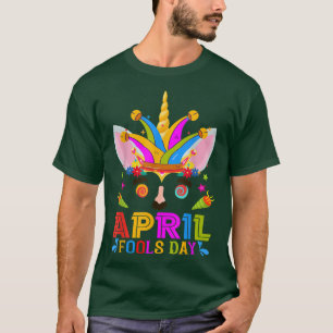 Niedlich Jester Prankster Unicorn April Fool's Day T-Shirt