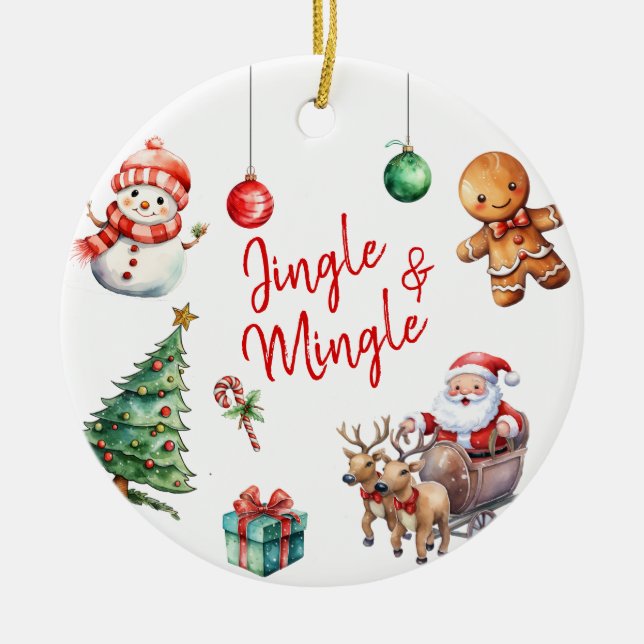 Niedlich Jingle und Mingle Christmas Keramik Ornament (Vorne)