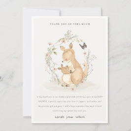 Niedlich Joey Mama Kangaroo Floral Wreath Baby Sho Dankeskarte