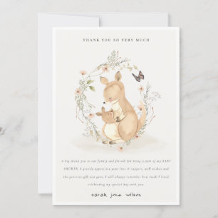 Niedlich Joey Mama Kangaroo Floral Wreath Baby Sho Dankeskarte