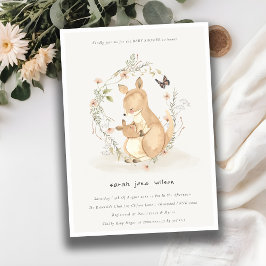 Niedlich Joey Mama Kangaroo Floral Wreath Baby Sho Einladung
