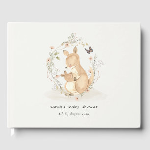 Niedlich Joey Mama Kangaroo Floral Wreath Baby Sho Gästebuch