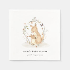 Niedlich Joey Mama Kangaroo Floral Wreath Baby Sho Serviette