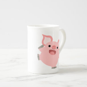 Niedlich Joyous Cartoon Pig Prozellantasse