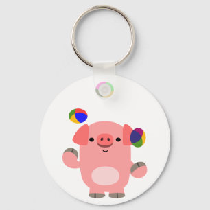 Niedlich Juggling Cartoon Pig Schlüsselanhänger