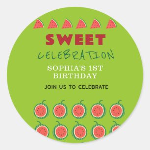 Niedlich & Juicy Watermelon Thema Einladung Runder Aufkleber