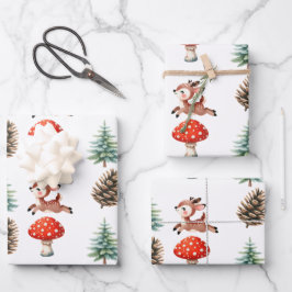 Niedlich Jumping Baby Rentier Pattern Weihnachten Geschenkpapier Set