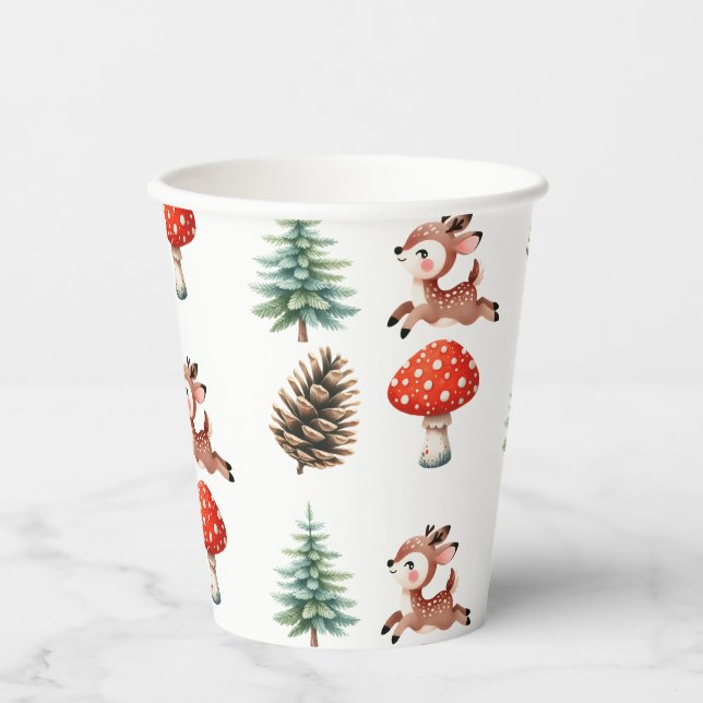 Niedlich Jumping Baby Rentier über Weihnachten im  Pappbecher (Vorderseite)