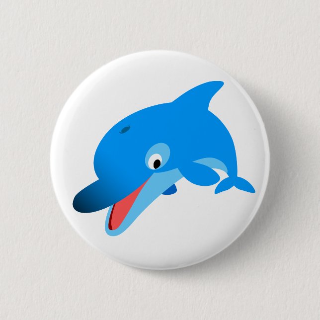Niedlich Jumping Cartoon Dolphin Button Abzeichen (Vorderseite)