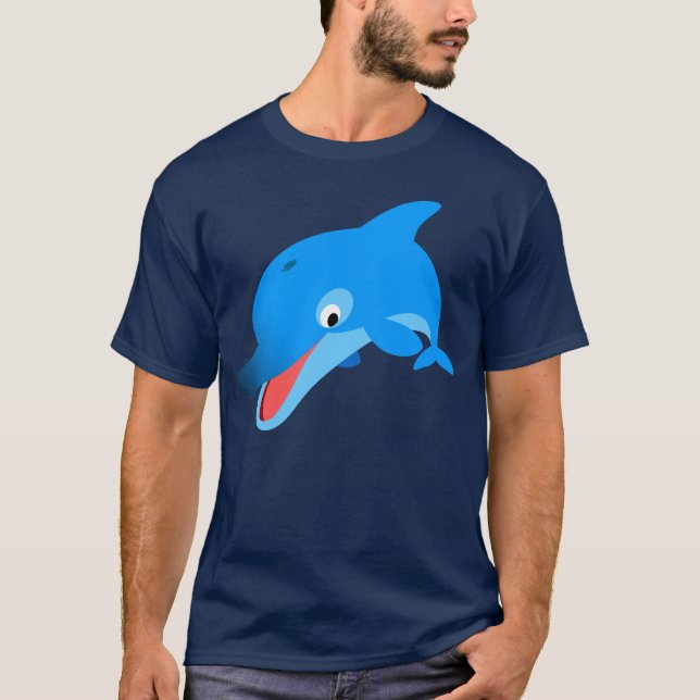 Niedlich Jumping Cartoon Dolphin T - Shirt (Vorderseite)