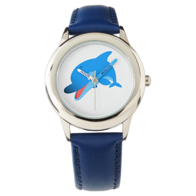 Niedlich Jumping Cartoon Dolphin Watch Armbanduhr (Vorderseite)