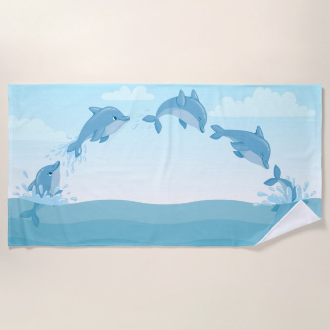 Niedlich Jumping Delphins Strandtuch (Vorderseite)
