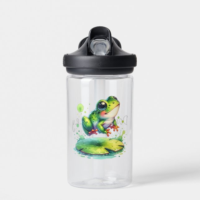 Niedlich Jumping Frog Whimsical Ai Art Trinkflasche (Vorne)