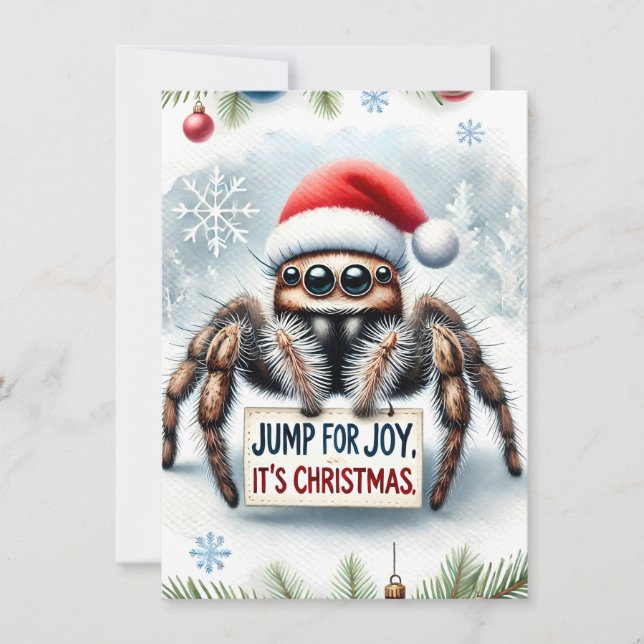 Niedlich Jumping Spider Weihnachtskarte Feiertagskarte (Vorderseite)