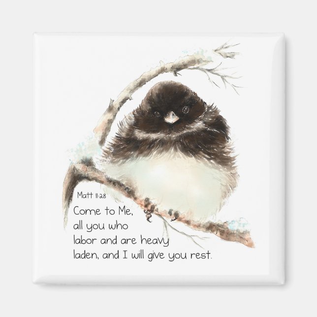 Niedlich Junco Bird, Scripture, Matt 11:28, Erholu Magnet (Vorne)